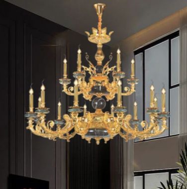 Đèn Chùm Đồng Cổ Điển Sảnh Phòng Khách 18 Tay D1250mm DR-C8886/12+6