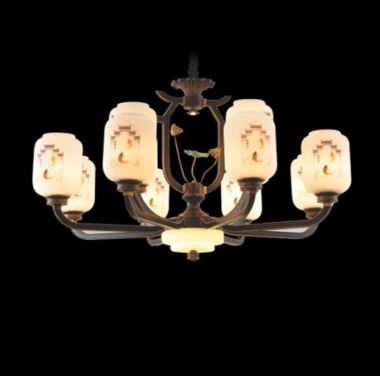 Đèn Chùm Đồng Thả Trần Cho Phòng Khách, Sảnh 12 Tay D980mm EC-CD39/12