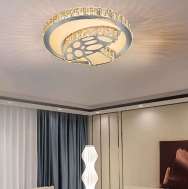Đèn Mâm Ốp Trần Led Phòng Ngủ 3 Chế Độ Gắn Hạt Pha Lê D500mm DR-NC4938
