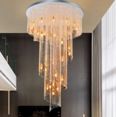 Đèn Chùm Pha Lê Thông Tầng Trang Trí Phòng Khách H2000mm HP-CFL3522