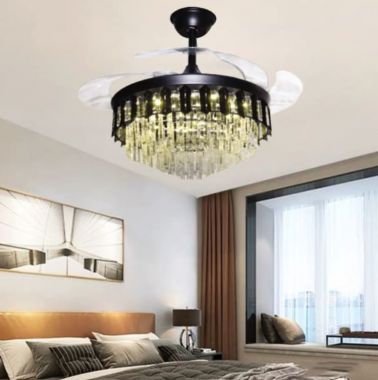 Quạt Trần Đèn Led Phòng Ngủ Cánh Cụp Cánh Xòe Bằng Nhựa ABS PH-QVifa84