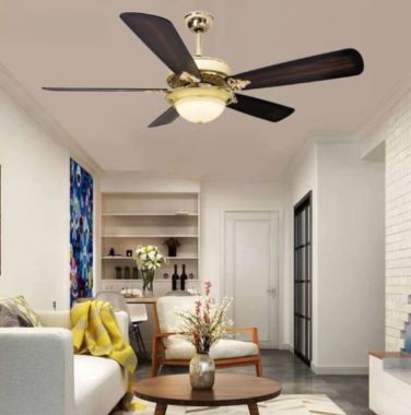 Quạt Trần Đèn Mâm Cánh Gỗ Màu Nâu Lắp Biệt Thự Sang Trọng PH-QVifa600