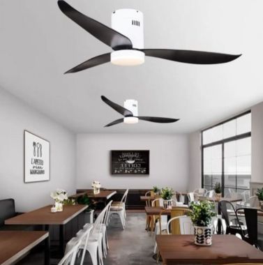 Quạt Trần Đèn Cánh Nhựa ABS Màu Đen Trang Trí Quán Cafe PH-QVifa34