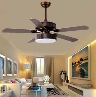 Quạt Trần Đèn Led 5 Cánh Gỗ Trang Trí Phòng Khách, Phòng Ngủ HP-DQ6755