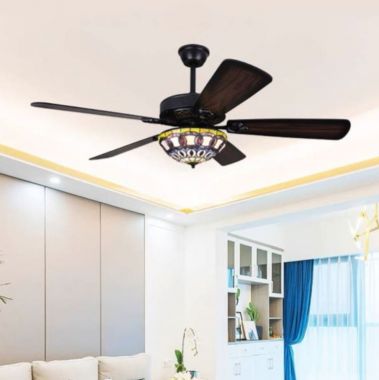 Quạt Trần Đèn Họa Tiết Độc Lạ, Cánh Bằng Gỗ Màu Nâu PH-QVifa78/395