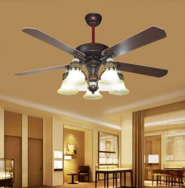 Quạt Trần Đèn Chùm Cánh Gỗ Trang Trí Phòng Khách, Phòng Ngủ HP-DQ67040