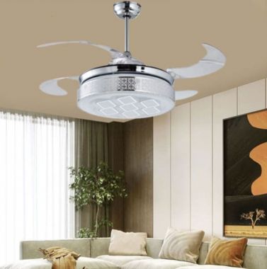 Quạt Trần Có Đèn Led Cánh Cụp Cánh Xòe Trang Trí Phòng Khách HP-DQ8004