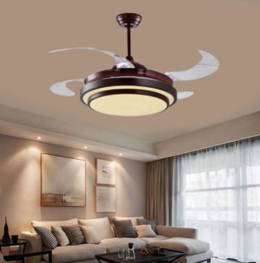 Quạt Trần Có Đèn Led Cánh Cụp Cánh Xòe Trang Trí Phòng Khách HP-DQ8009