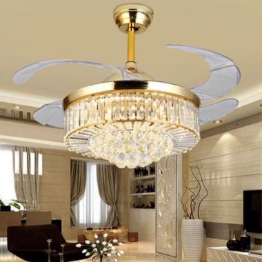 Quạt Trần Giấu Cánh Bằng Nhựa ABS Có Đèn Mâm Gắn Pha Lê PH-QVifa27