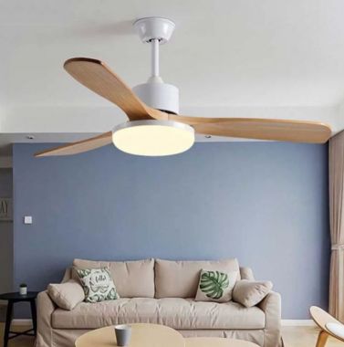 Quạt Trần Đèn Thân Trắng 3 Cánh Gỗ Gắn Phòng Khách Đẹp PH-QVifa60
