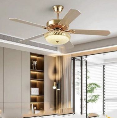 Quạt Trần Có Đèn Led 5 Cánh Trang Trí Phòng Khách Cao Cấp DC-QT4801