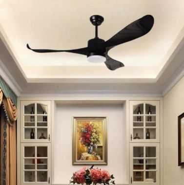 Quạt Trần Đèn Led Thân Đen Cánh Nhựa ABS Màu Đen PH-QVifa04-21-DEN