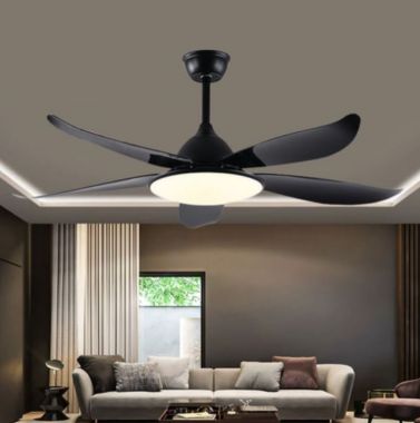 Quạt Trần Đèn Led Cánh Nhựa ABS Màu Đen Gắn Phòng Khách PH-QVifa56