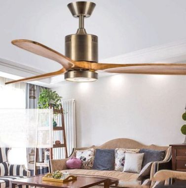 Quạt Trần Đèn 3 Cánh Gỗ Trang Trí Phòng Khách Hiện Đại PH-QVifa01