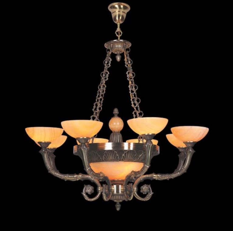 Đèn Chùm Đồng Chao Đá Cho Nhà Hàng, Khách Sạn 8 Tay D1000mm EC-CD188/8