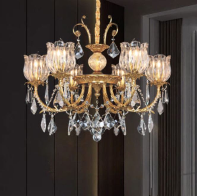 Đèn Chùm Đồng Cổ Điển Phòng Khách Nhỏ, Bàn Ăn 6 Tay D650mm DR-C1937/6