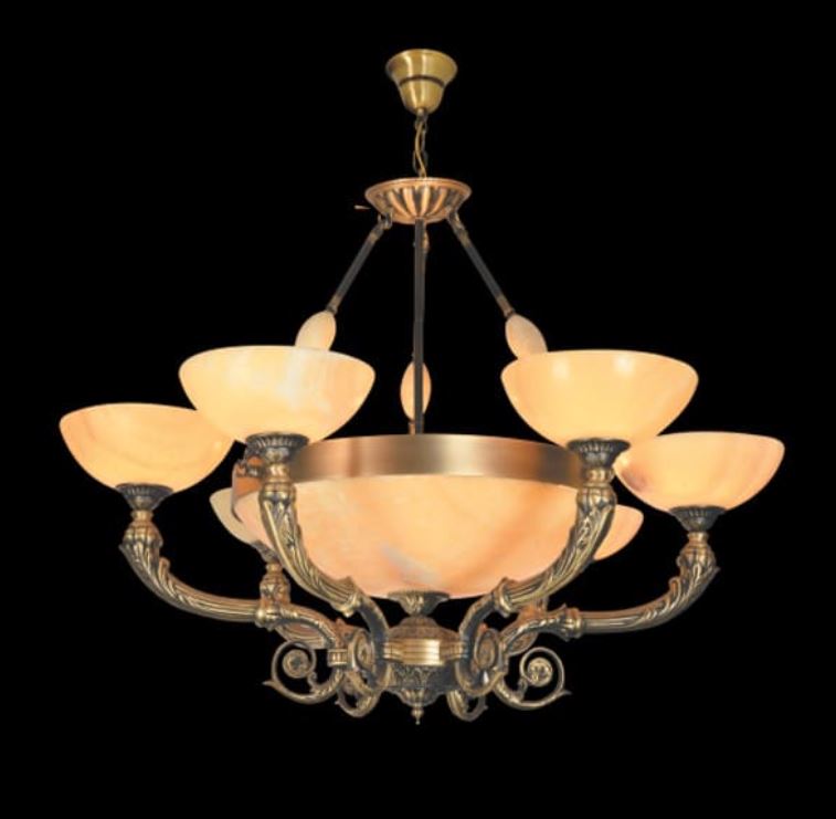 Đèn Chùm Đồng Chao Đá Nhà Hàng, Khách Sạn 6 Tay D850mm EC-CD732/6+1