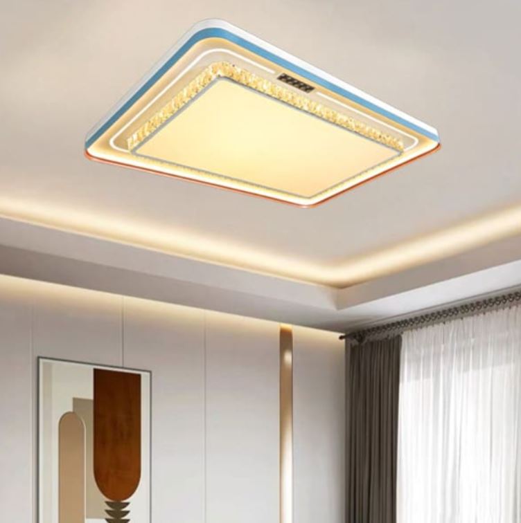 Đèn Mâm Ốp Trần Led 3 Chế Độ Ánh Sáng Viền Pha Lê L1100mm DR-NC2321
