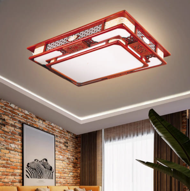 Đèn Mâm Áp Trần Gỗ LED Gắn Phòng Khách HP-OTG17