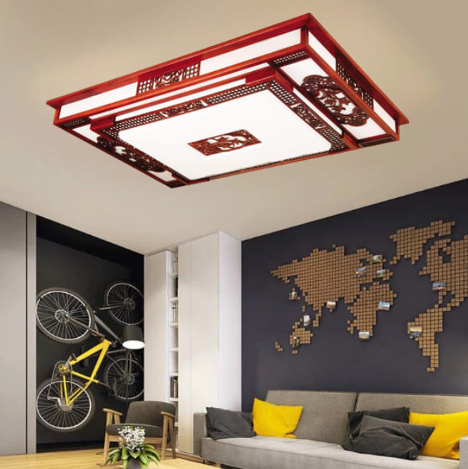 Đèn Mâm Áp Trần Gỗ LED Gắn Phòng Khách HP-OTG18