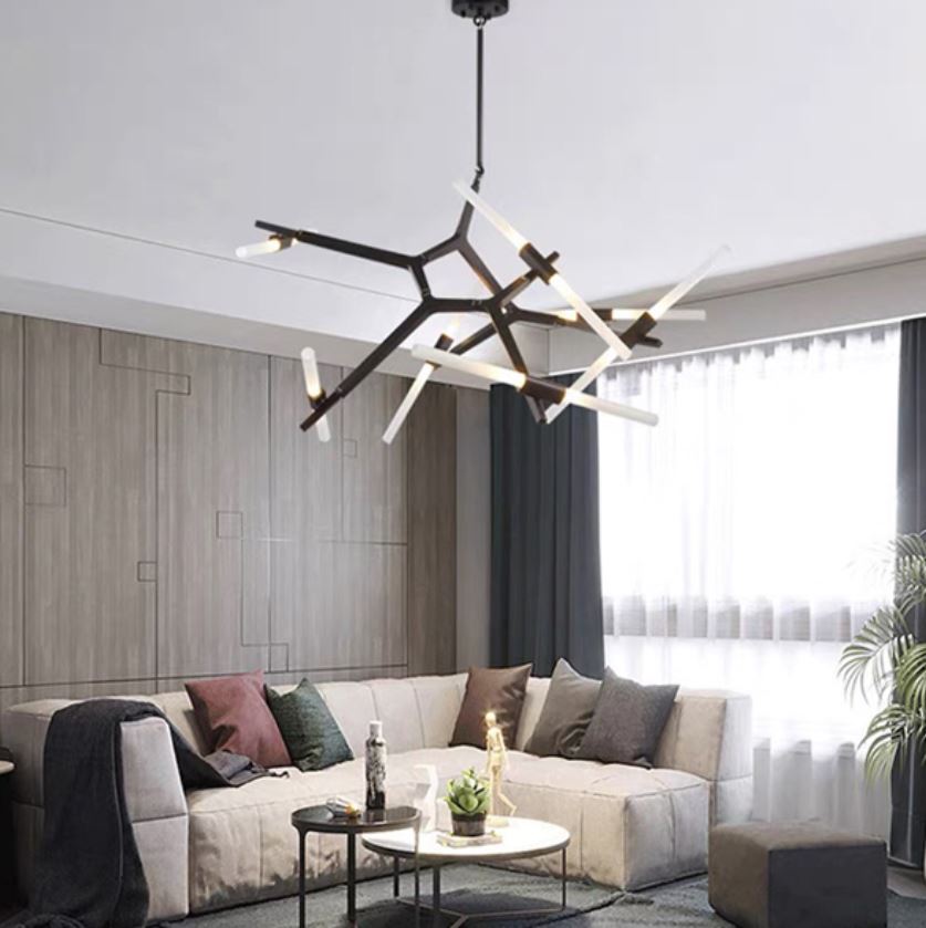 Đèn Thả Trần Phòng Khách Thân Hợp Kim Sơn Đen L1800mm DC-TTK14N14DEN