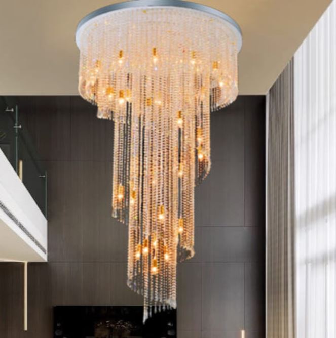 Đèn Chùm Pha Lê Thông Tầng Trang Trí Phòng Khách H2000mm HP-CFL3522