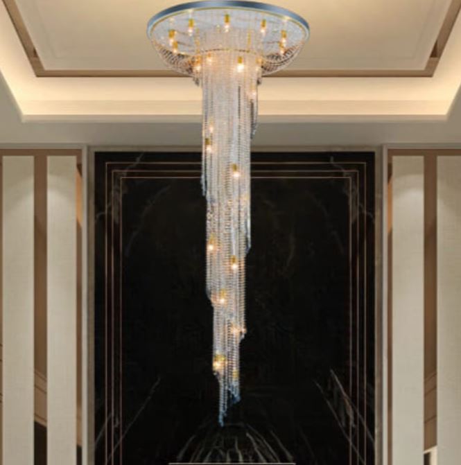 Đèn Chùm Pha Lê Thông Tầng Trang Trí Phòng Khách H3000mm HP-CFL3523