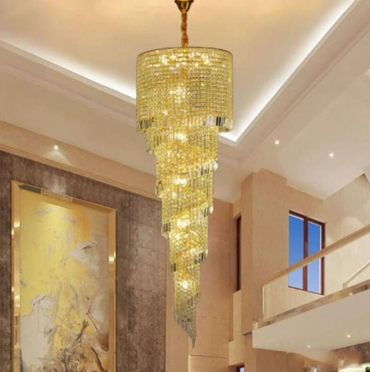 Đèn Chùm Pha Lê Thông Tầng Trang Trí Phòng Khách H2000mm HP-CFL3514
