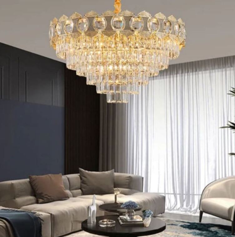 Đèn Chùm Pha Lê Hiện Đại Thả Trần Phòng Khách Cao Cấp D800mm EC-CFL136