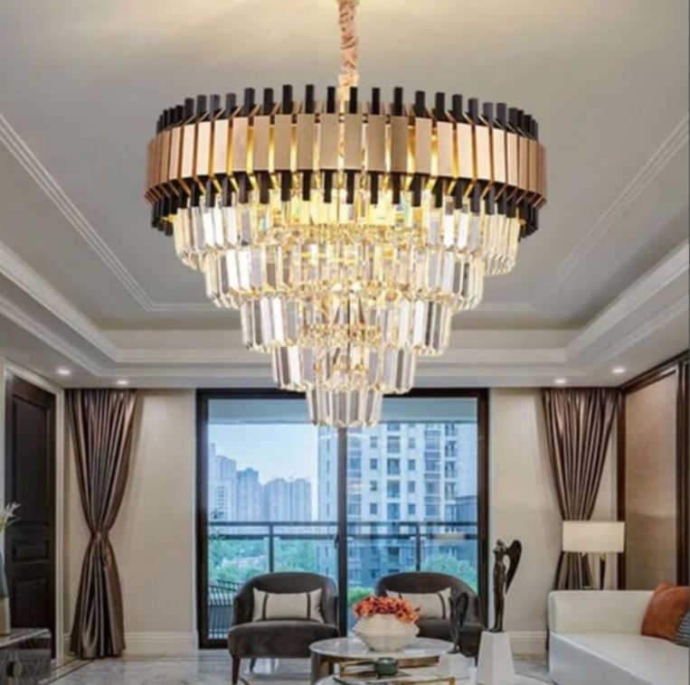 Đèn Chùm Pha Lê Hiện Đại Thả Trần Phòng Khách Cao Cấp D800mm EC-CFL265