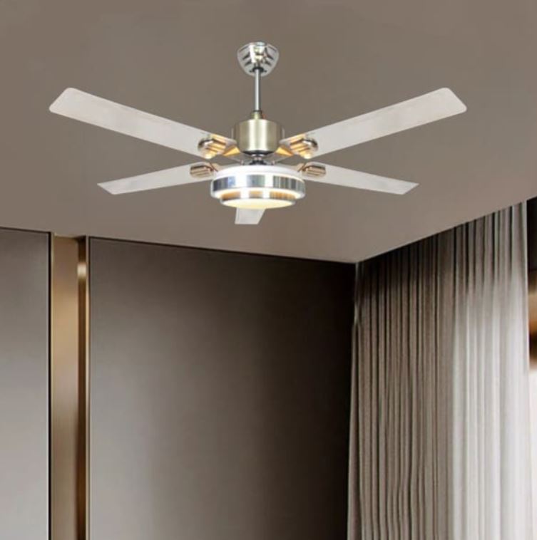 Quạt Trần Đèn Mâm Led Hiện Đại, 5 Cánh Bằng Sắt Màu Trắng DR-Q2818