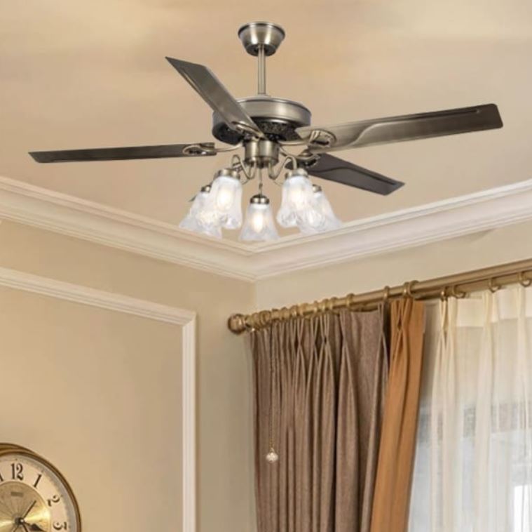 Quạt Trần Đèn Chùm Giá Rẻ, Cánh Sắt Xi Đồng, Mát Mạnh PH-QVifa06-392