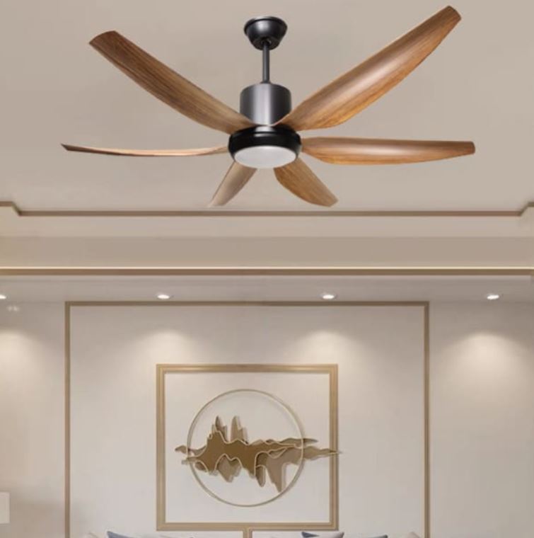 Quạt Trần Đèn Led Cánh Nhựa ABS Màu Nâu Gió Mát Mạnh PH-QVifa64VF63