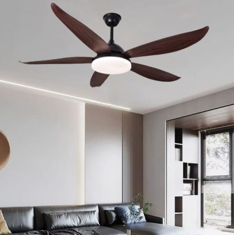 Quạt Trần Đèn Led Cánh Nhựa ABS Màu Coffee Gió Mát Mạnh PH-QVifa56C