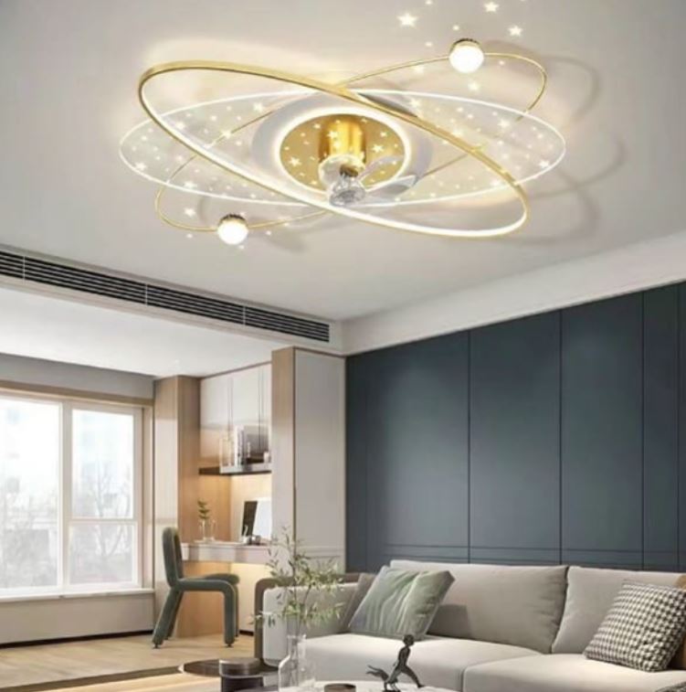 Quạt Trần Đèn Mâm Ốp Trần Phòng Khách Hiện Đại Cao Cấp PH-MO9080