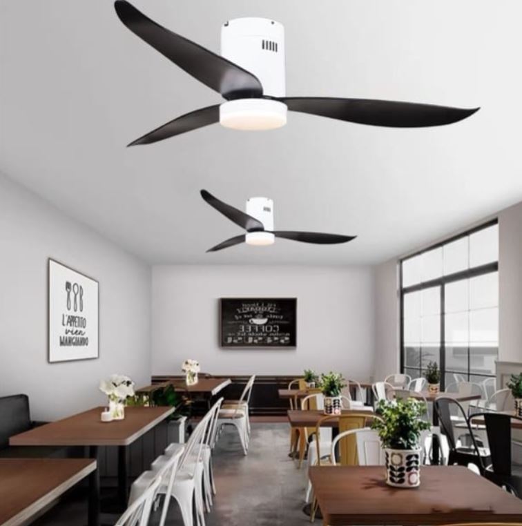Quạt Trần Đèn Cánh Nhựa ABS Màu Đen Trang Trí Quán Cafe PH-QVifa34