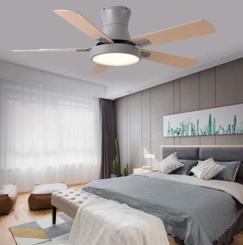 Quạt Trần Đèn Led 5 Cánh Gỗ Trang Trí Phòng Khách, Phòng Ngủ HP-DQ6102