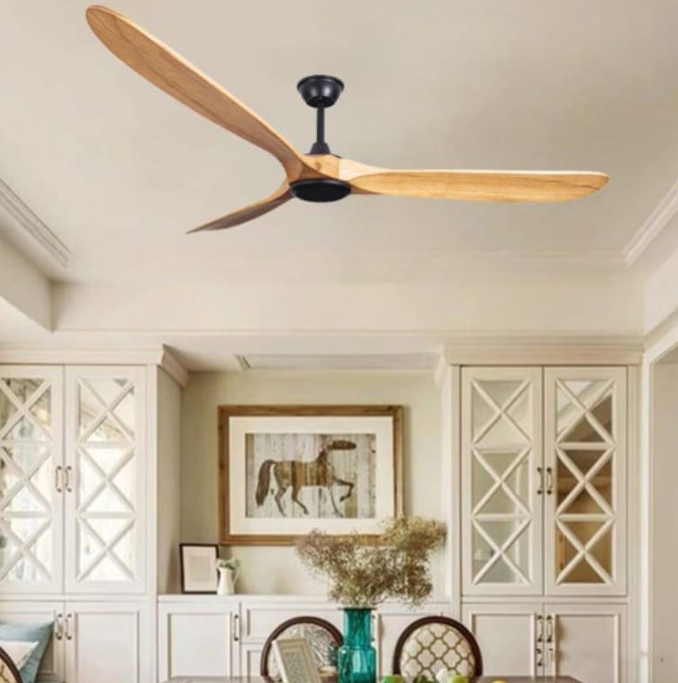 Quạt Trần Thân Đen Cánh Gỗ Trang Trí Bàn Ăn Sang Trọng PH-QVifa608