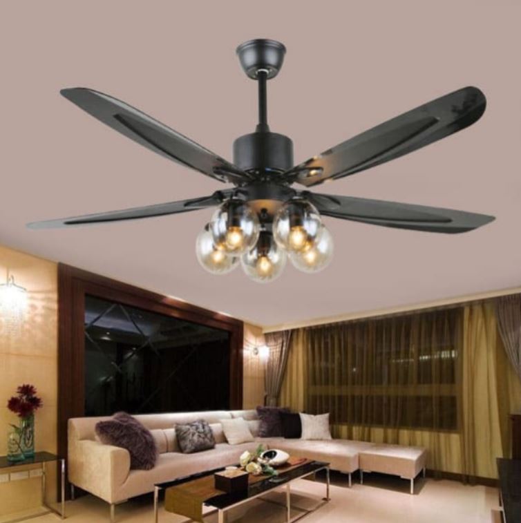 Quạt Trần Đèn Chùm Cánh Nhựa Gắn Cho Phòng Khách, Phòng Ngủ HP-DQ9056