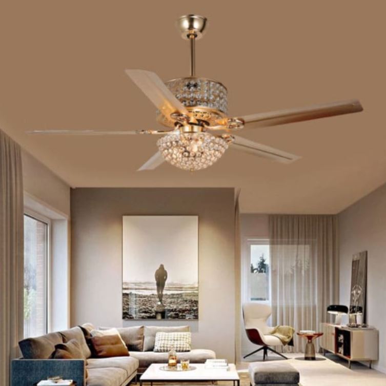 Quạt Trần Đèn Led Cánh Sắt Trang Trí Phòng Khách, Phòng Ngủ HP-DQ6123
