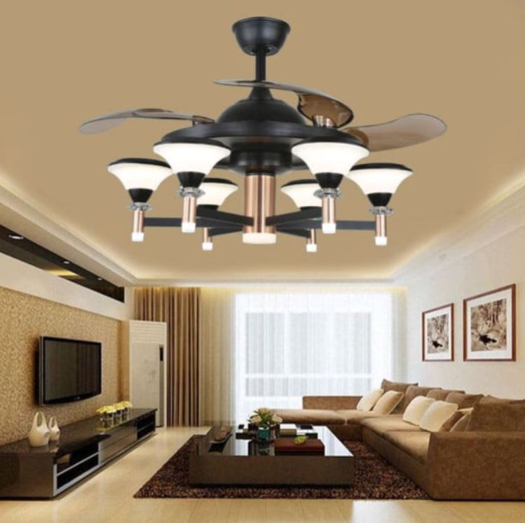 Quạt Trần Đèn Chùm Led Cánh Nhựa Gắn Phòng Khách, Phòng Ngủ HP-DQ6127