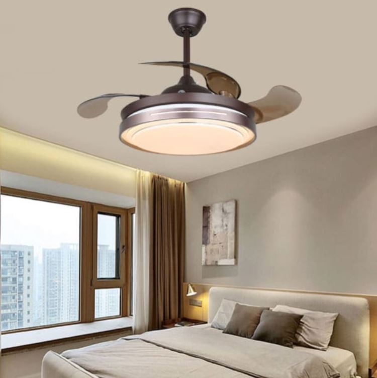 Quạt Trần Đèn Led Cánh Cụp Cánh Xòe Trang Trí Cho Phòng Ngủ HP-DQ6131