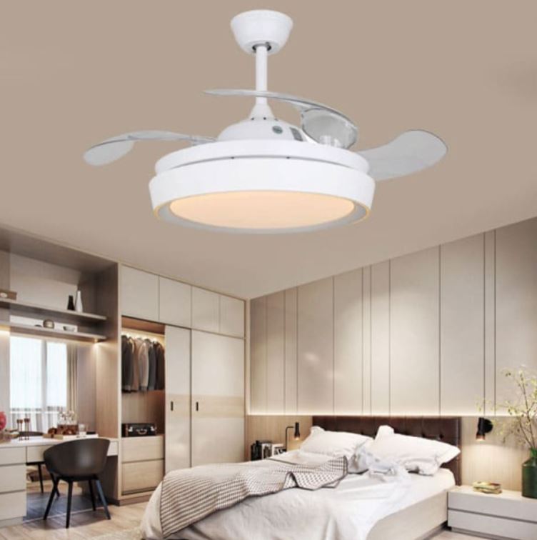 Quạt Trần Đèn Led Cánh Cụp Cánh Xòe Trang Trí Cho Phòng Ngủ HP-DQ6132