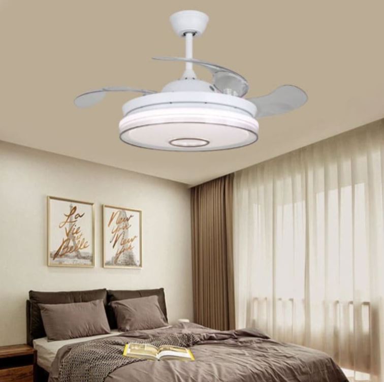 Quạt Trần Đèn Led Cánh Cụp Cánh Xòe Trang Trí Cho Phòng Ngủ HP-DQ6133