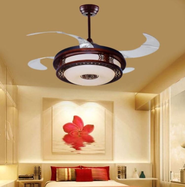 Quạt Trần Đèn Led Cánh Cụp Cánh Xòe Trang Trí Cho Phòng Ngủ HP-DQ8003