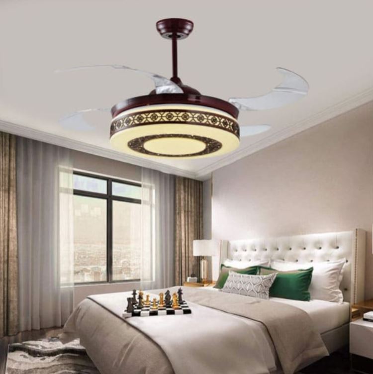 Quạt Trần Có Đèn Led Cánh Cụp Cánh Xòe Trang Trí Phòng Khách HP-DQ8008