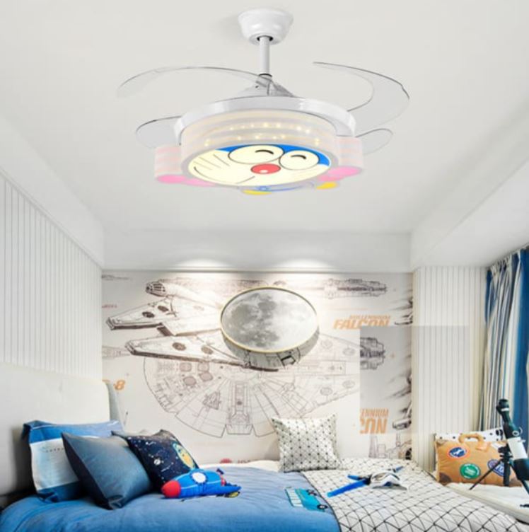 Quạt Trần Đèn Hình Doraemon Cánh Nhựa Gắn Phòng Trẻ Em PH-QVifa29