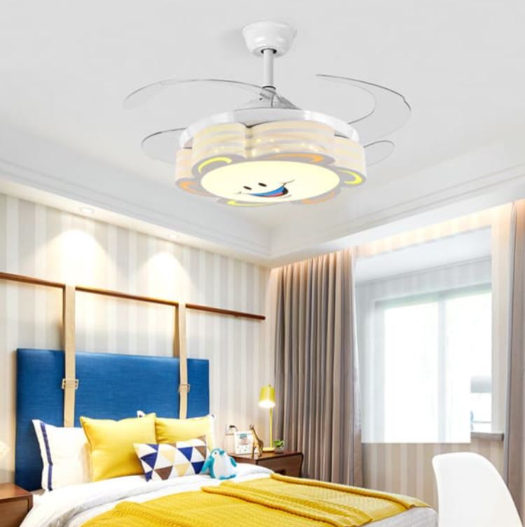 Quạt Trần Đèn Mâm Led Cánh Nhựa ABS Xếp Gắn Phòng Trẻ Em PH-QVifa30