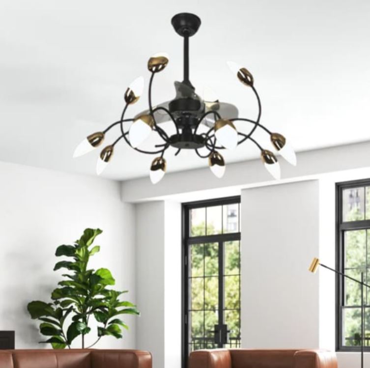 Quạt Trần Đèn Chùm Phong Cách Hiện Đại Gắn Phòng Khách AN-QD5197/12