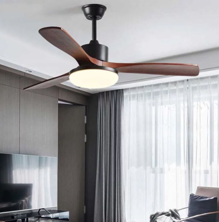 Quạt Trần Đèn Thân Đen 3 Cánh Gỗ Gắn Văn Phòng Làm Việc PH-QVifa59